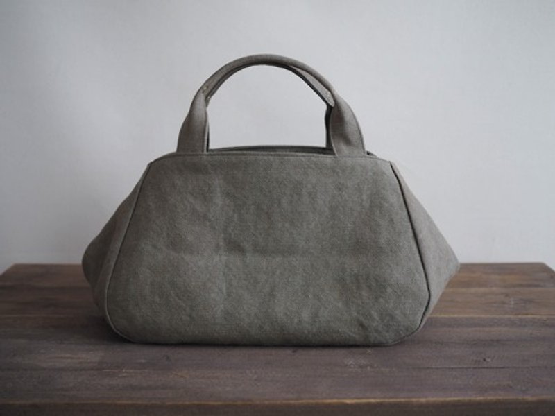 Made-to-order [MILITARY TWILL] Round tote with lid L Moss green - กระเป๋าถือ - ผ้าฝ้าย/ผ้าลินิน 