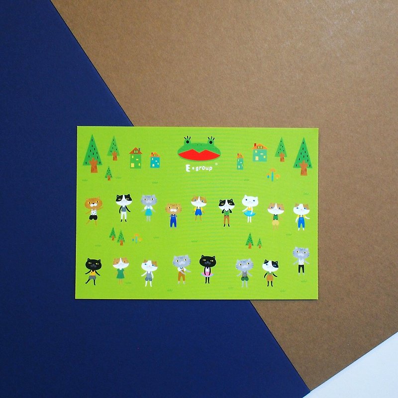E*group Ah Meow 17 Postcard Cat Frog - Cards & Postcards - Paper Green