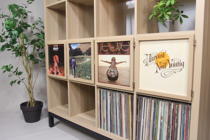 IKEA Kallax Shelf LP Art Frame Door for Vinyl Record Storage Cabinet / Cube Hack - Other Furniture - Wood Khaki