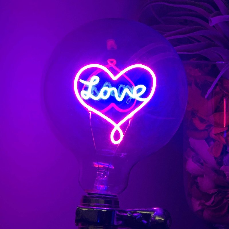 Love Heart LED Light Bulb - Decorative Light, G125 Size, E26 Base, Dimmable (3w) - Lighting - Glass Purple