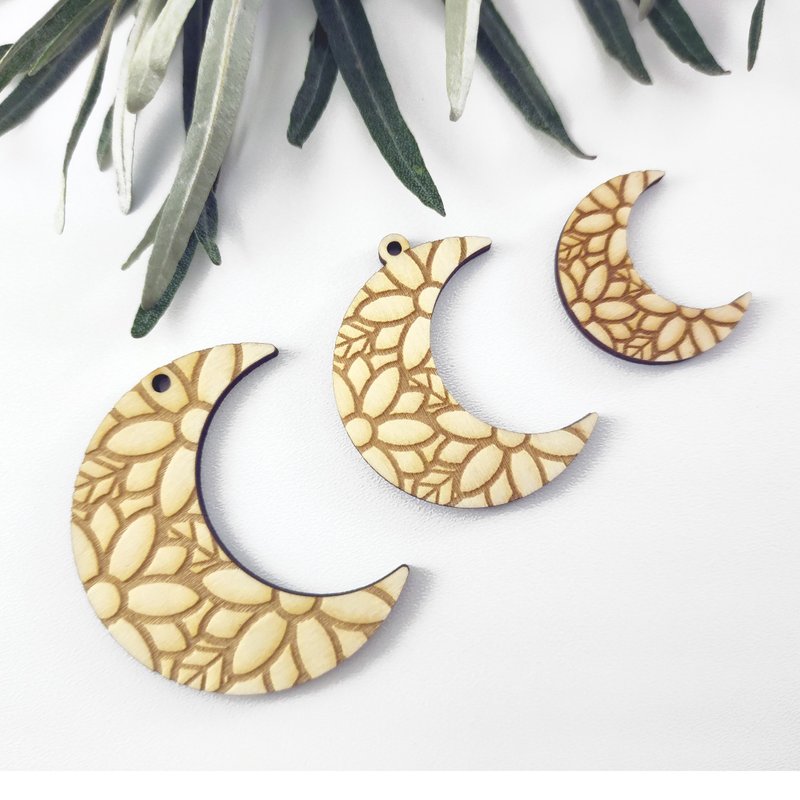 10 Pcs - DIY earring, Unfinished laser cut, Wood jewelry accessories, Crescent - Other - Wood 