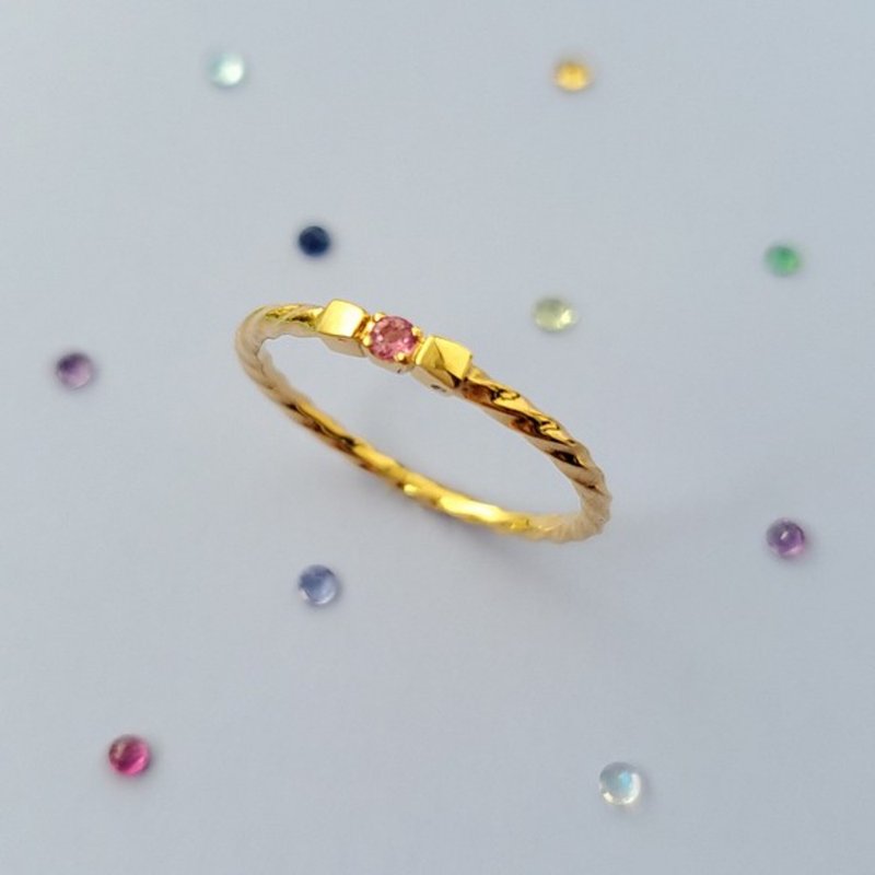 Petite ribbon ring with choice of birthstone Pink tourmaline, ruby, sapphire etc - General Rings - Gemstone Gold