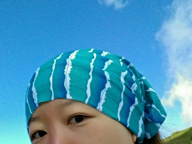 Liuyingchieh 藍西瓜 海洋觀浪 吸濕排汗 COOLMAX 多功能魔術頭巾 - 運動配件 - 聚酯纖維 藍色