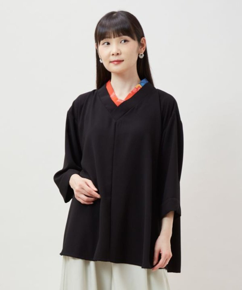 【熱門預購】八掛花紋和風長版上衣 (三色) 7CQ-5301 - 女上衣/長袖上衣 - 棉．麻 