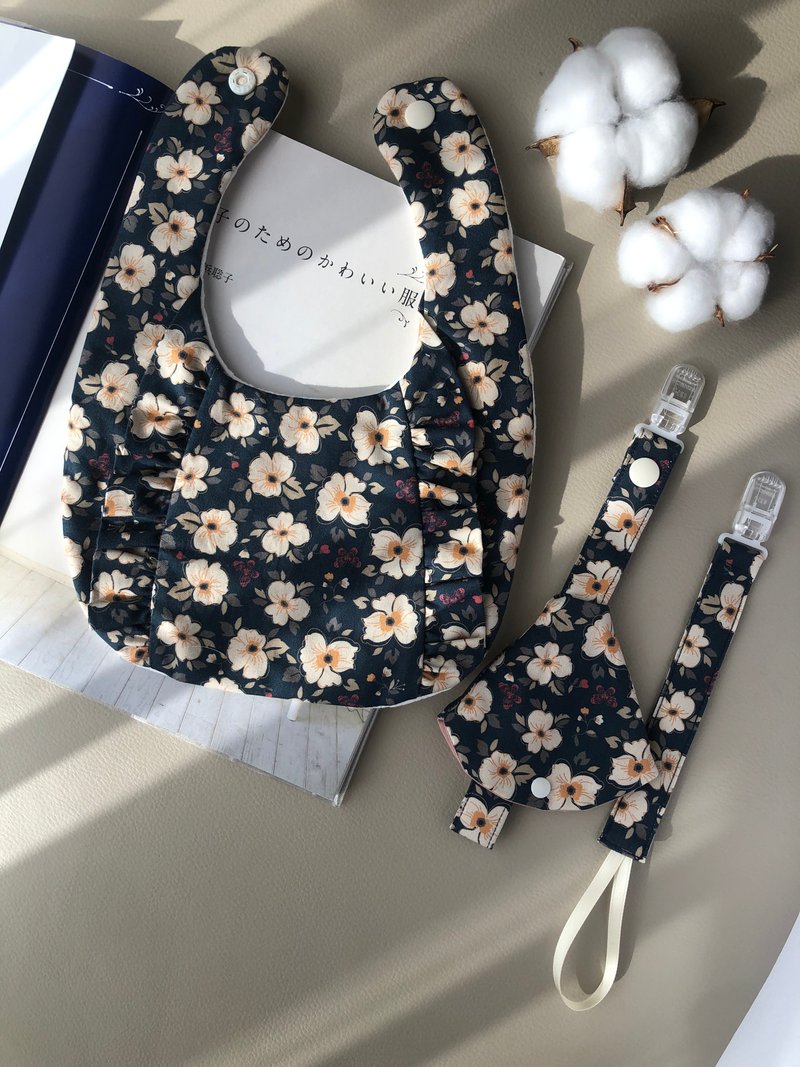 小公主荷葉邊-蝴蝶花 韓國純棉圍兜兜 彌月禮 - 彌月禮盒 - 棉．麻 