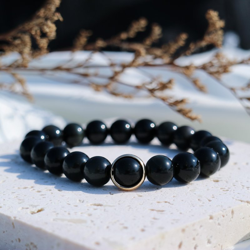 Black Obsidian Stone Bracelet - Bracelets - Crystal Black