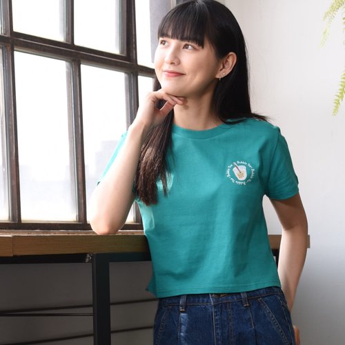 7th island 【臺灣小吃系列Tee】珍珠奶茶。流行短版湖水綠。細纖純棉