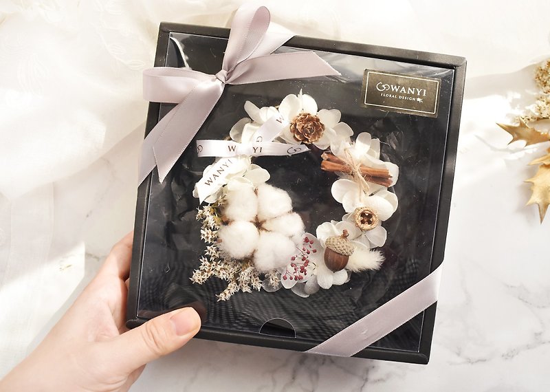 Christmas snow white wreath dry flowers Christmas gift exchange gift Christmas gift Christmas gift box - Dried Flowers & Bouquets - Plants & Flowers White