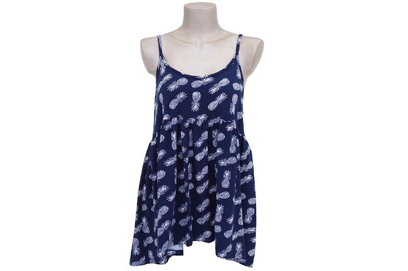 Pineapple print camisole tops <navy> - Women's Tops - Other Materials Blue