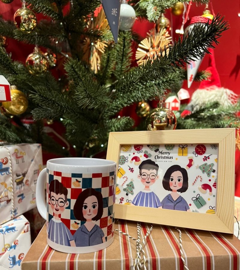 Christmas gift hand-painted [mug] Christmas design Christmas exchange gift recommendation Taichung studio - แก้ว - เครื่องลายคราม ขาว