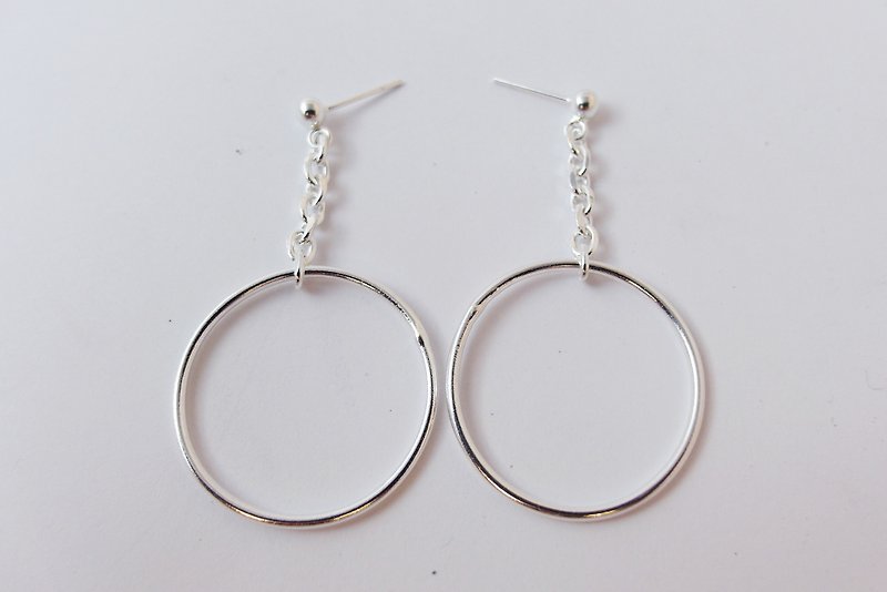 zo.craft dangling large hoop earrings/925 sterling silver - Earrings & Clip-ons - Other Metals Gray