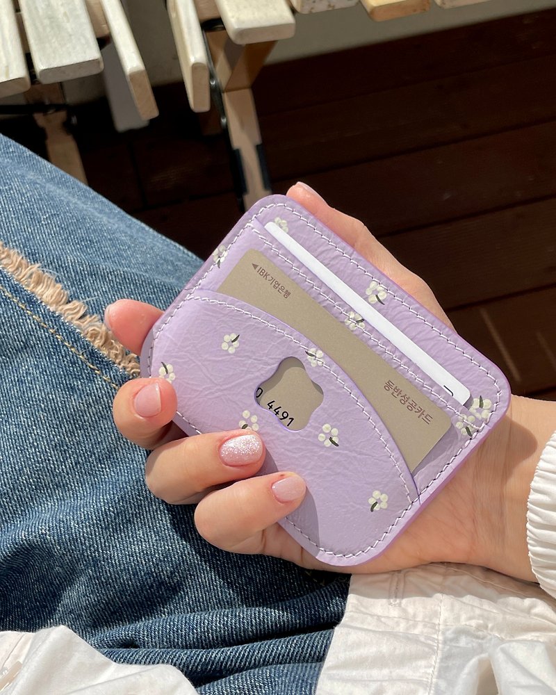 FLOWALLET - 長短皮夾/錢包 - 真皮 紫色