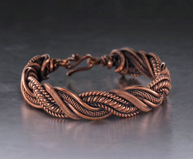 Wire wrapped pure copper bracelet for him or her Unique stranded wire  bracelet - Shop Wire Wrap Art Bracelets - Pinkoi