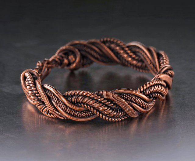 Wire wrapped pure copper bracelet for him or her Unique stranded wire  bracelet - Shop Wire Wrap Art Bracelets - Pinkoi