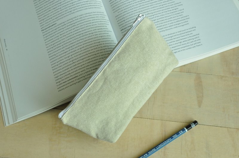 ENDURE / limited edition / light khaki washed canvas pencil case - Pencil Cases - Cotton & Hemp Khaki