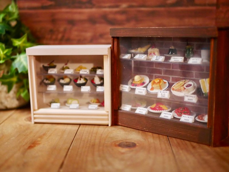 ミニチュア喫茶店•和菓子ショーケース2点セット - 置物 - 木製 