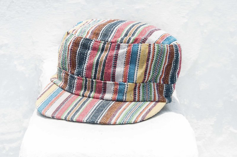  棉麻帽 鴨舌帽 編織帽 漁夫帽 遮陽帽 手工帽 運動帽-彩虹條紋風 - 帽子 - 棉．麻 多色
