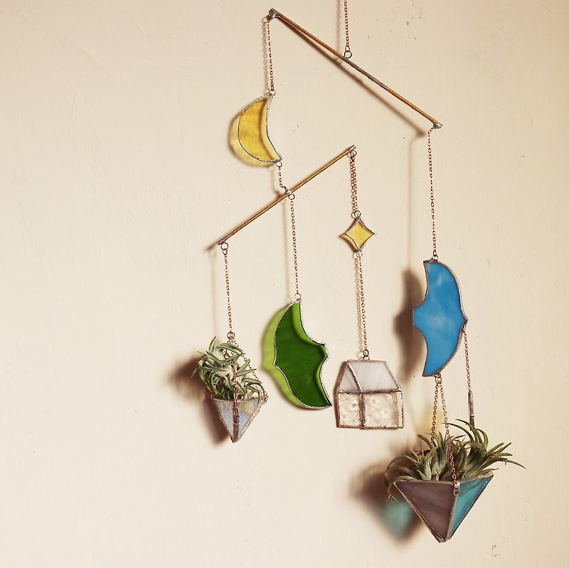 October・BOVARY ROSE・Inlaid glass・Seesaw hanging basket ornament - งานเซรามิก/แก้ว - แก้ว 