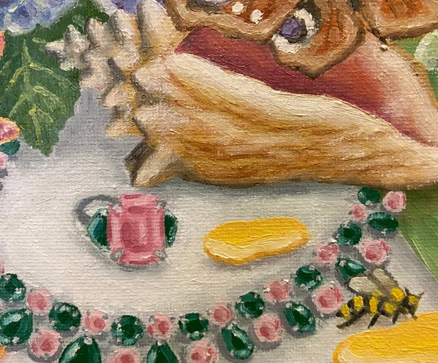 キャンバス油絵　専用　赤いお花とみつばち キャンバス油絵専用赤いお花とみつばち