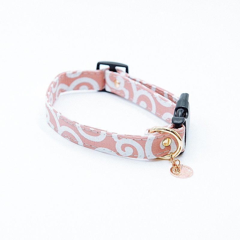 【Momoji】 寵物項圈 - Karakusa - 項圈/牽繩 - 棉．麻 粉紅色