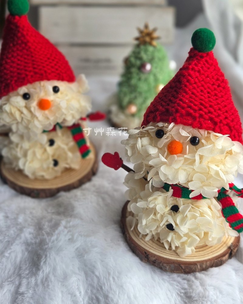 聖誕雪人/繡球花雪人/聖誕節禮物/聖誕節交換禮物/客製化 - 乾燥花/永生花 - 植物．花 