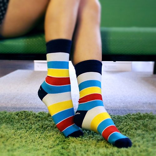 LEEDS WEATHER® 色彩個性襪子品牌 Yorkshire Coast∣約克郡濱海藍紋 - 淑女襪∣台灣製∣抑菌除臭
