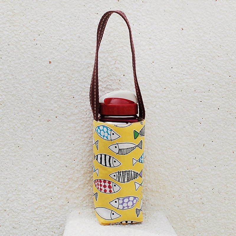 Colored Fish_Yellow Kettle Bag - ถุงใส่กระติกนำ้ - ผ้าฝ้าย/ผ้าลินิน สีเหลือง