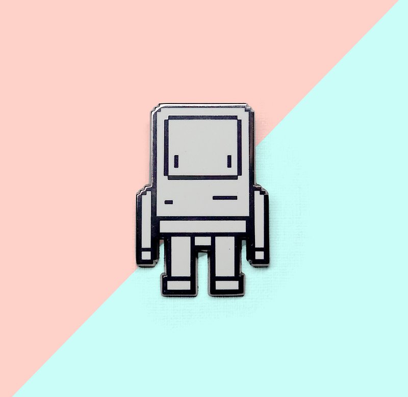Pixel Classicbot Enamel Pin - Brooches - Other Metals White