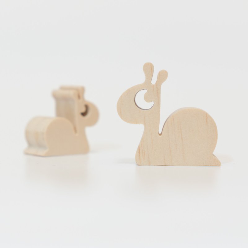 wagaZOO thick-cut building blocks forest series-small snail - Items for Display - Wood Khaki