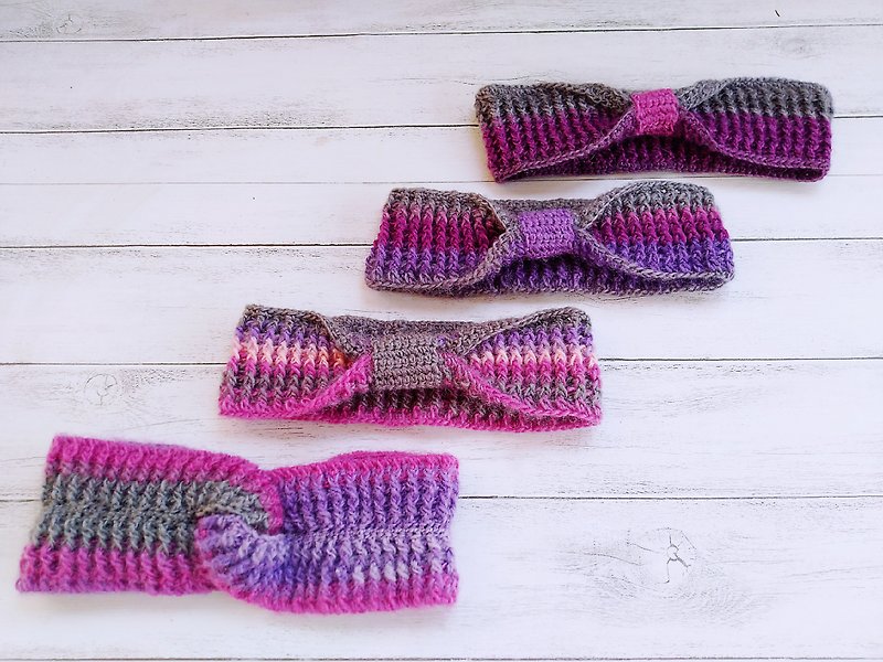 Gradient dyed wool hand-woven headband - Headbands - Wool Purple