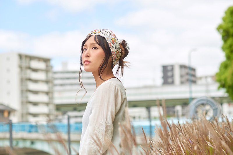 【日本製】帽子 ワッチ オーガニックコットン ビーニー 花 - 髮飾 - 棉．麻 黃色