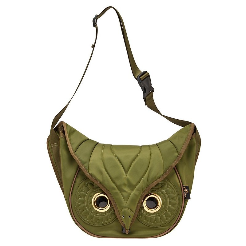 Morn Creations Genuine Classic Owl Sidepack - Green (M) - กระเป๋าคลัทช์ - วัสดุอื่นๆ สีเขียว