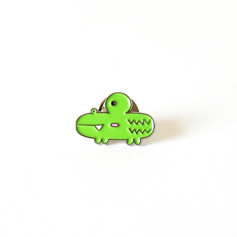 Crocodile Pin - Brooches - Other Metals Green