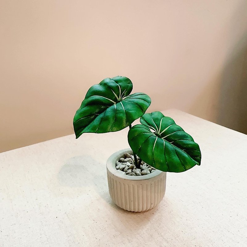 Big Mike Philodendron－Handmade Leather Small Potted Plants for Gifts - ตกแต่งต้นไม้ - หนังแท้ 