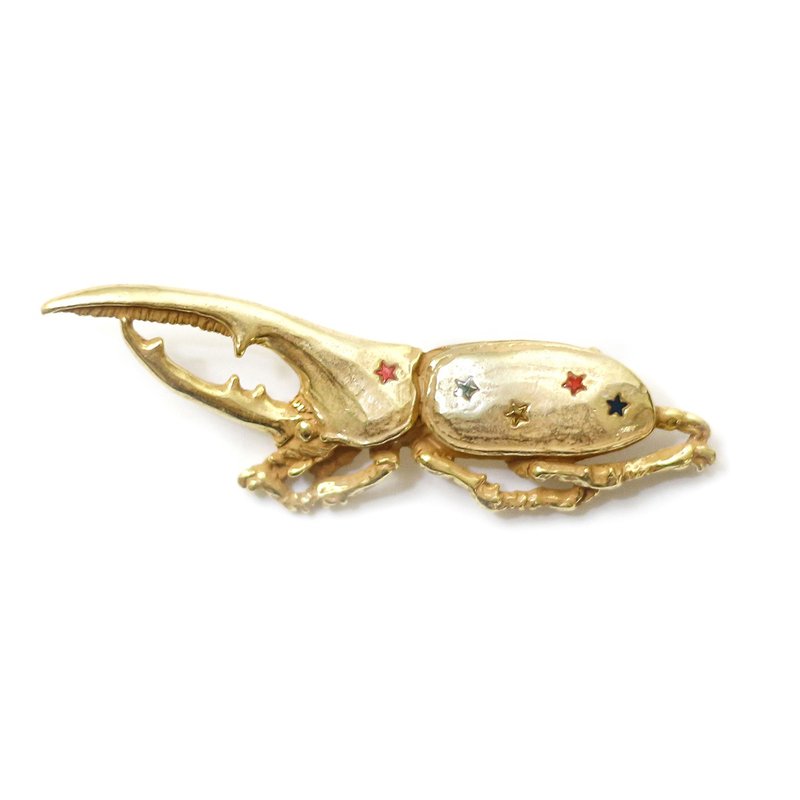 ヘラクレスオオカブトブローチゴールド  Dynastes Hercules GD PB132GD - 胸針 - 其他金屬 金色