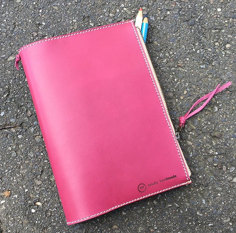 2018 , 世上唯一手帳拉鍊書衣 color:紫紅 - 筆記簿/手帳 - 真皮 紅色