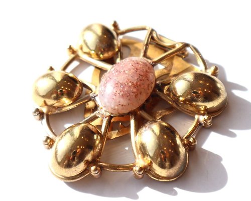 panic-art-market 30s vintage gold pink oval clip