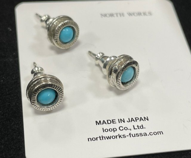 日本一NORTH WORKS コイン 天然石 ピアスピアスグリーン