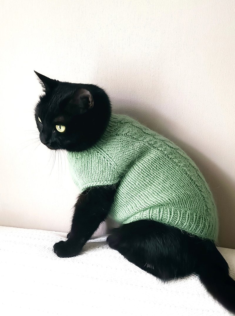 ケーブル猫セーター 猫用ふわふわジャンパー ペット用編み物服 犬用セーター - 洋服・帽子 - ウール 