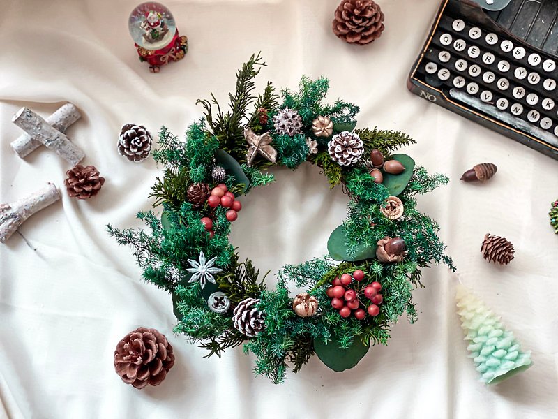 緑のグラデーションのクリスマスリースクリスマスギフトの家の装飾 - 置物 - 寄せ植え・花 