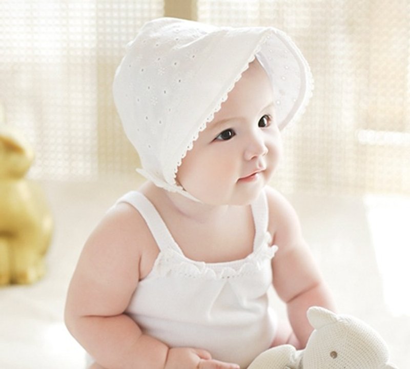 日安朵朵 / Happy Prince SHARON英格蘭帽 韓國製(50) - 圍兜/口水巾 - 棉．麻 白色