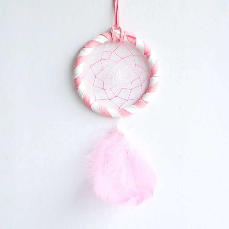 Gradient double color (white + pink) - Dream Catcher 8cm - Valentine's Day gift - ของวางตกแต่ง - วัสดุอื่นๆ สึชมพู