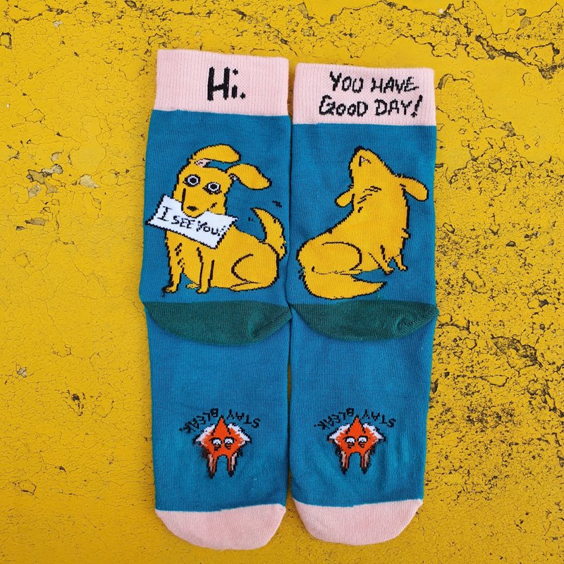 You have good day doggo socks - อื่นๆ - ผ้าฝ้าย/ผ้าลินิน สีน้ำเงิน