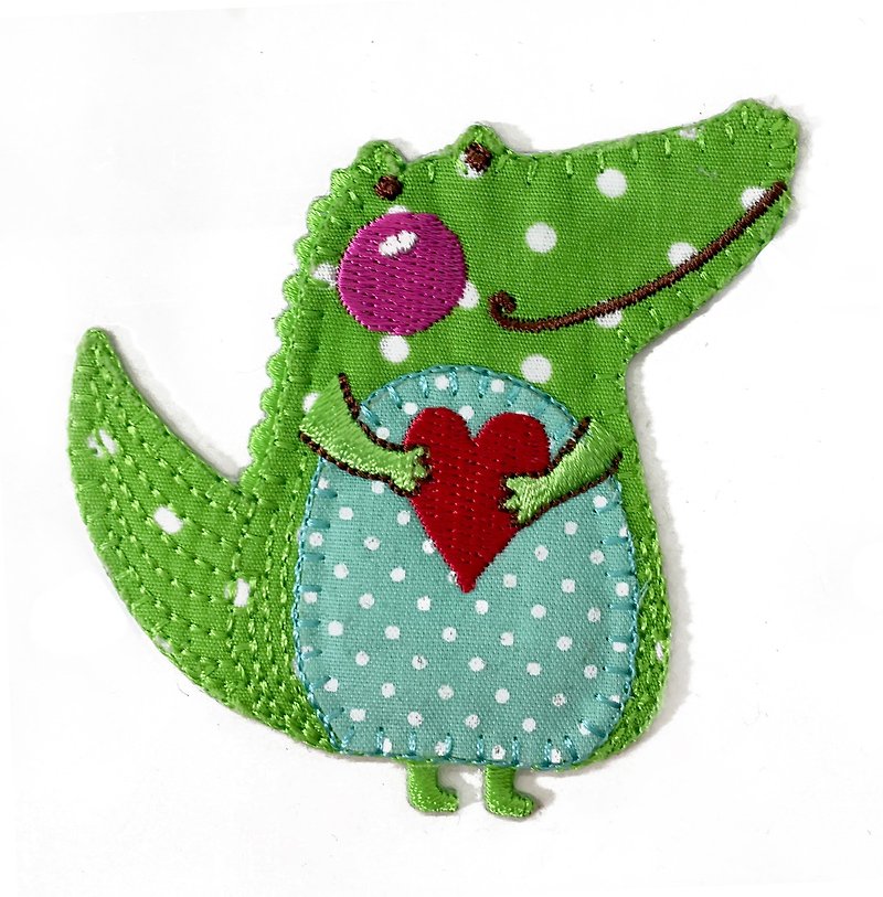 Three-dimensional Embroidered Cloth Sticker-Lin Zhenxin Crocodile - Knitting, Embroidery, Felted Wool & Sewing - Thread Green