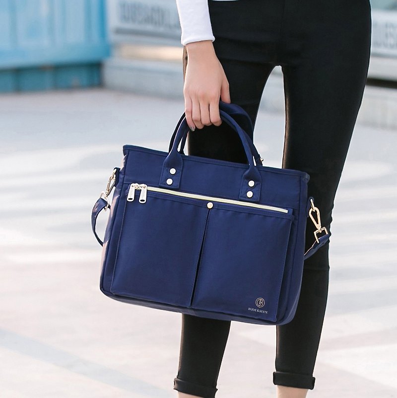 Handbag Computer Bag Handbag Ultra Light Waterproof Heroine - Dark Blue - กระเป๋าถือ - วัสดุอื่นๆ สีน้ำเงิน