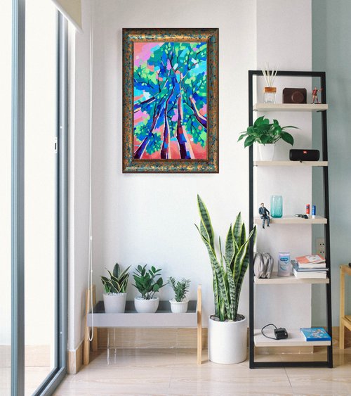 木 絵画 風景 オリジナルアート 抽象画 アートワーク 油絵
