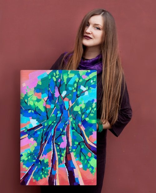 木 絵画 風景 オリジナルアート 抽象画 アートワーク 油絵