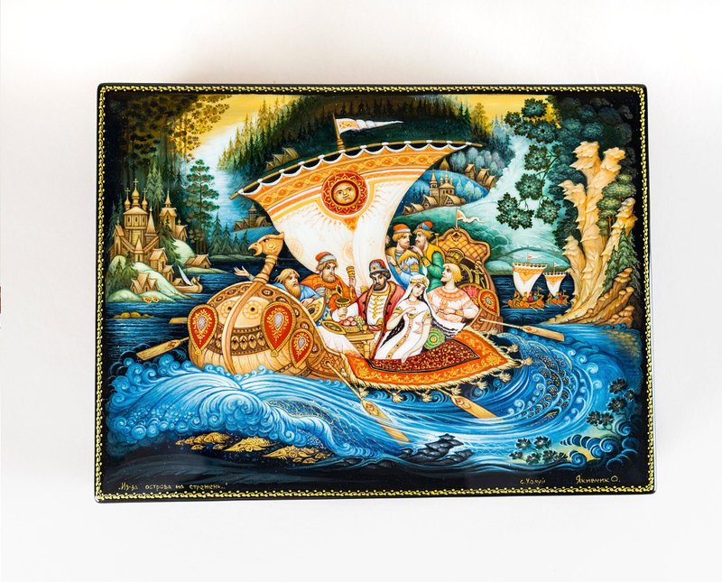 Russian Lacquer Boxes, Painted jewelry box, Ornate jewelry box - 居家收納/收納盒/儲物盒 - 其他材質 