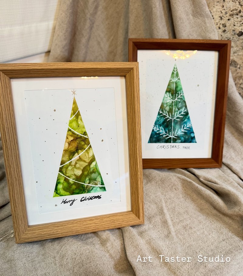 聖誕限定/酒精墨水節慶體驗課/兩人成團 - 插畫/繪畫/寫字 - 紙 