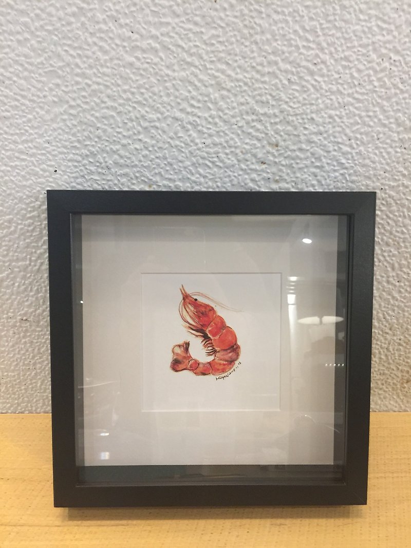 Texture painting-shrimp (frame 25*25cm / painting 14*14cm)